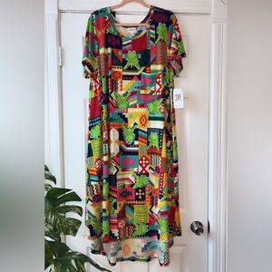 LuLaRoe Multicolor Geometric Frog Print Dress